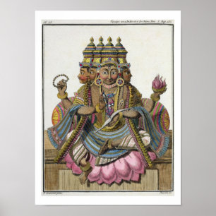 Poster Brahma, dieu hindou de la création, du Voyage aux 