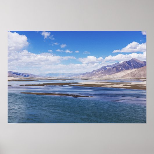 Poster Brahmaputra rivière et paysage de montagne - Tibet (Devant)