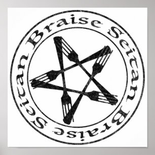 Poster Braise Seitan Vegan Pentagram (version sombre)