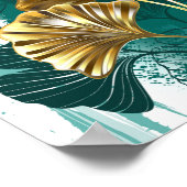 Poster Branche avec Feuilles d'or Ginko Biloba (Coin)