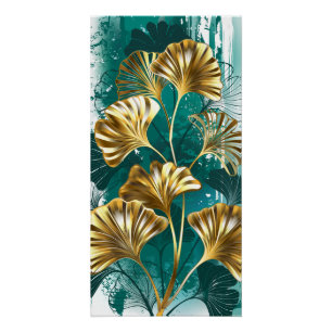 Poster Branche avec Feuilles d'or Ginko Biloba