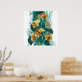 Poster Branche avec Feuilles d'or Ginko Biloba (Cuisine)