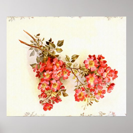 Poster Branche avec fleurs roses personnalisée (Devant)