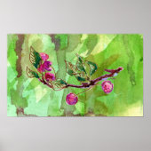 Poster Branche cerise en vert (Devant)