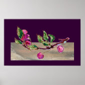Poster Branche cerise sur violet (Devant)