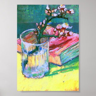 Poster Branche d'amande fleurie Livre de verre Van Gogh F