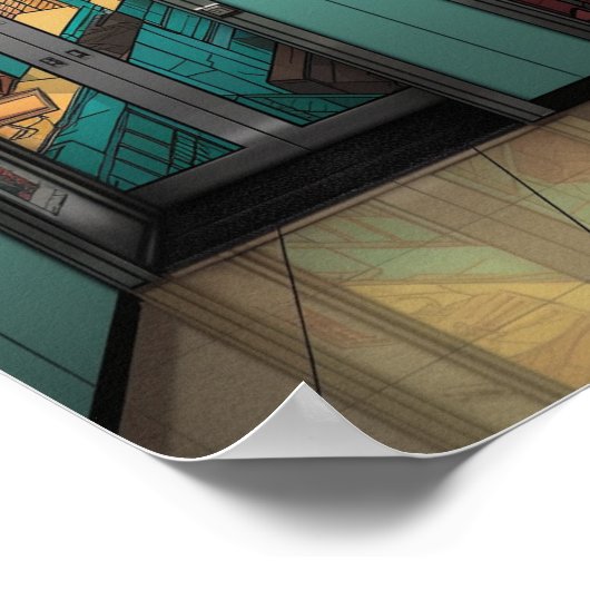 Poster branché d'ascenseur - Gras et Bright Wall A (Coin)