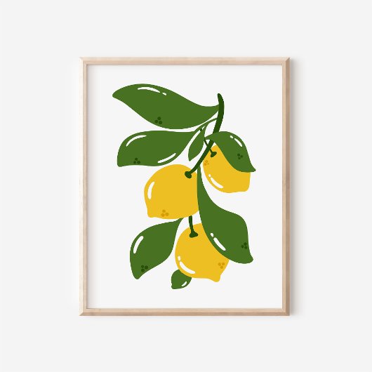 Poster Branche de citron coquette dessinée à la main - Ar