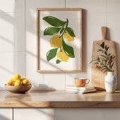 Poster Branche de citron coquette dessinée à la main - Ar