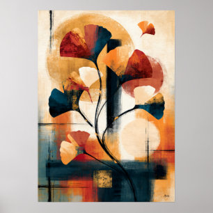 Poster Branche de ginkgo Icho Graphique Moderniste Japona