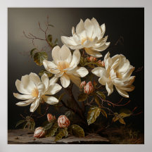 Branche de magnolia blanche avec fleur