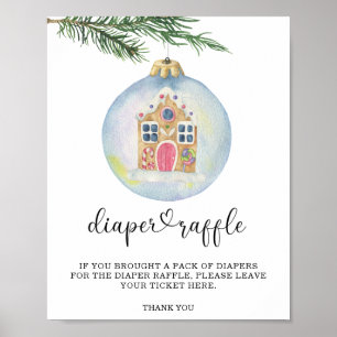 Poster Branche de sapin avec bulles - tombola des couches
