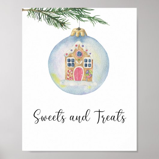 Poster Branche de verdure hivernale - Friandises et douce (Devant)