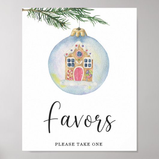 Poster Branche d'hiver à feuilles persistantes - Favors (Devant)