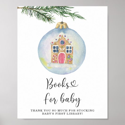 Poster Branche d'hiver à l'aquarelle - livres pour bébé (Devant)