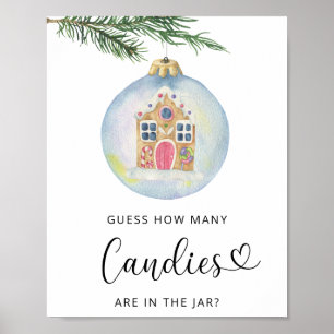 Poster Branche d'hiver - Devinez combien de bonbons