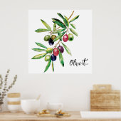 Poster Branche d'olive aquarelle (Cuisine)