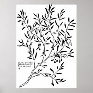 Poster Branche d'olivier simplifiée en décor