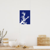 Poster Branche du corail, bleu marine et blanc (Cuisine)
