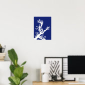 Poster Branche du corail, bleu marine et blanc (Bureau à domicile)