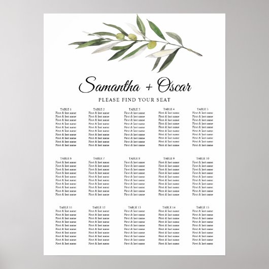 Poster Branche verte d'olive simple (Devant)