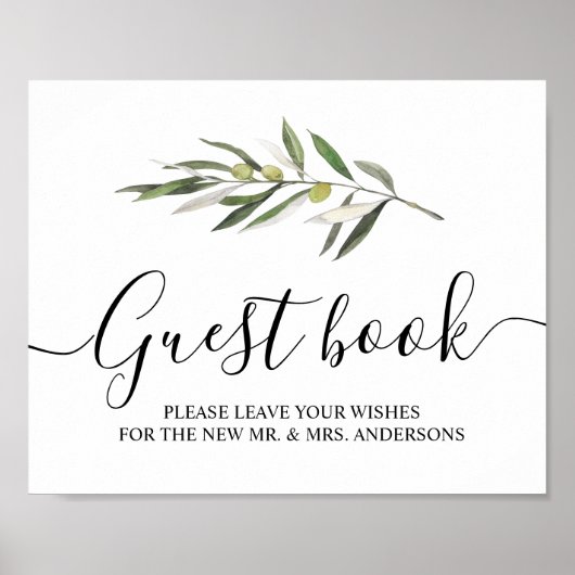 Poster Branche verte d'olive simple (Devant)