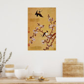 Poster Branches blanches d'hirondelles et de fleurs, Chia (Cuisine)