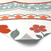 Poster Branches de fleurs vintages, textile indien. (Coin)