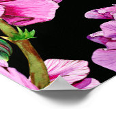 Poster Branches de géranium, bourgeons roses aquarelles. (Coin)