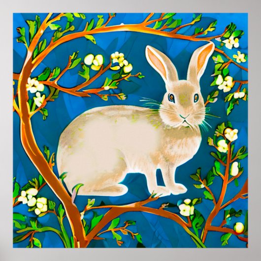 Poster Branches de lapin sauvage et de fleurs (Devant)