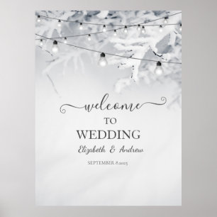 Poster Branches de mariage sous la neige d'hiver