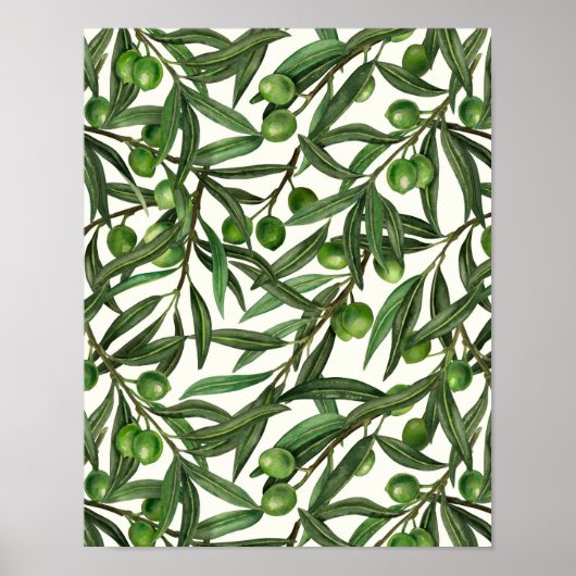 Poster Branches d'olive sur blanc (Devant)