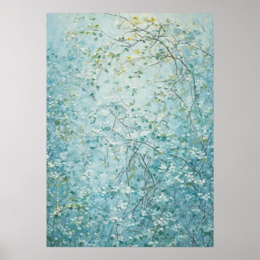 Poster Branches Emmêlées avec de Minuscules Fleurs Blanch (Devant)