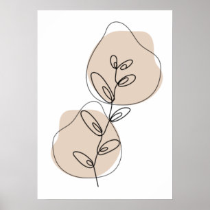 Poster Branches et feuilles en art linéaire