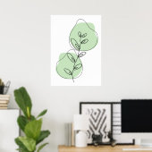 Poster Branches et feuilles en art linéaire (Bureau à domicile)