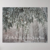 Poster Branches gelées et forêt recouverte de neige (Devant)