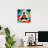 Poster Branches géométriques à plumes de Noël Pop Art (Bureau à domicile)