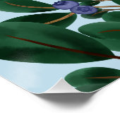 Poster Branches vertes avec bleuets (Coin)