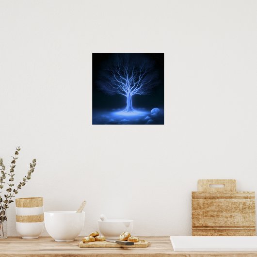 Poster Branches vides Arbre brillant - bleu foncé (Cuisine)