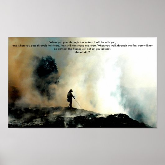 Poster brandweerman - Isaiah 43:2 (Voorkant)