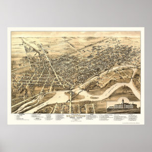 Poster Brantford, ON, Canada Carte panoramique - 1875