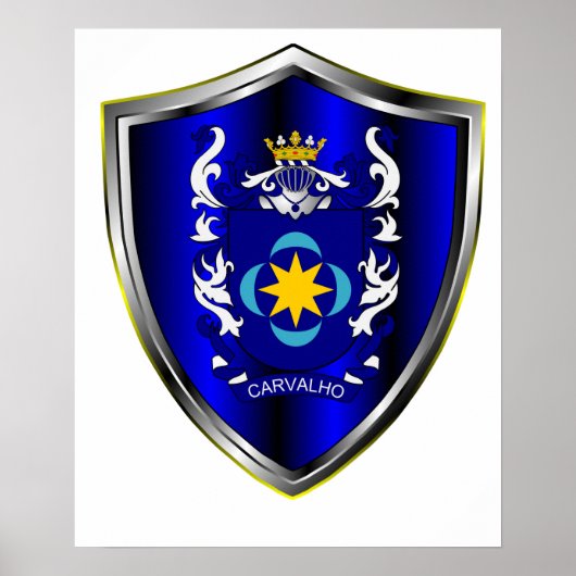 Poster Brasão da família Carvalho em papel special. (Devant)