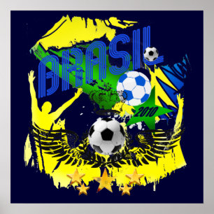 Poster Brasil Grunge 2010 amoureux du football cadeaux fo