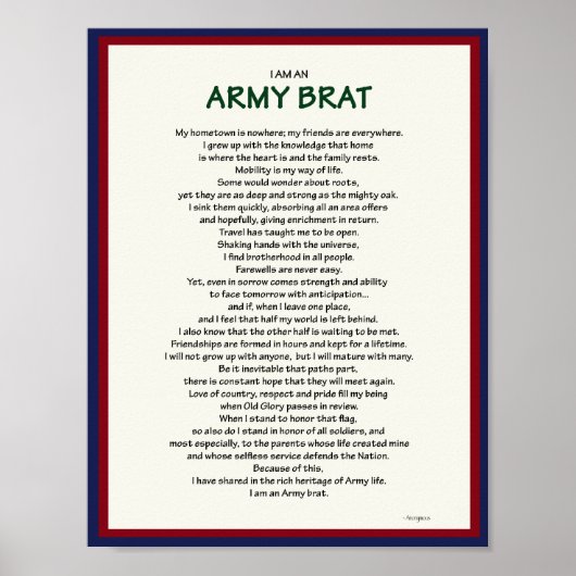 Poster Brat de l'armée 8,5 x 11 (Devant)