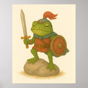 Poster Brave grenouille guerrière sur une pierre