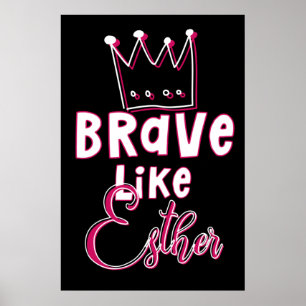 Poster Brave Like Esther - Inspirant Art Juif Purim