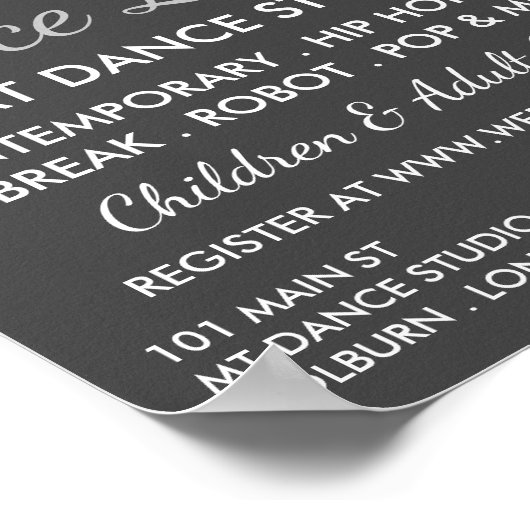 Poster Break Dancer Silhouette, Dance Leçon Publicité (Coin)