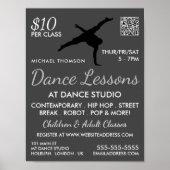 Poster Break Dancer Silhouette, Dance Leçon Publicité (Devant)