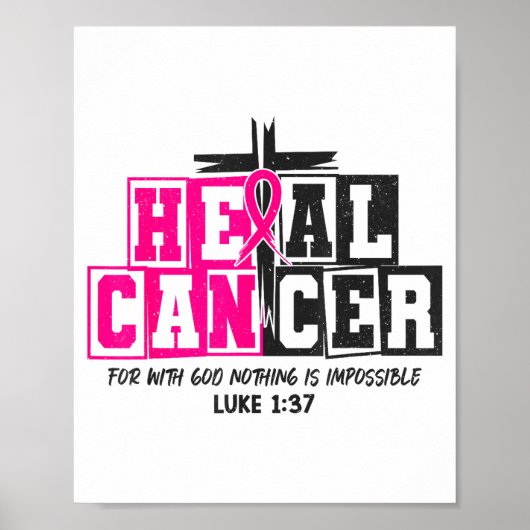 Poster Breast Cancer Awareness Nk Ribbon Heal Cancer Chri (Devant)
