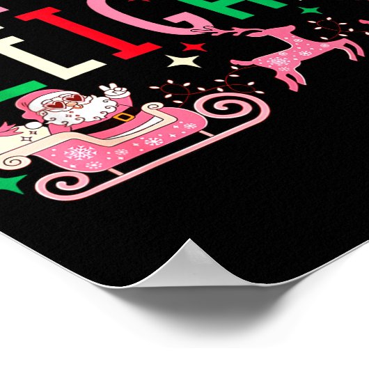 Poster Breast Cancer Christmas Nk Ribbon Santa Sleigh Rei (Coin)